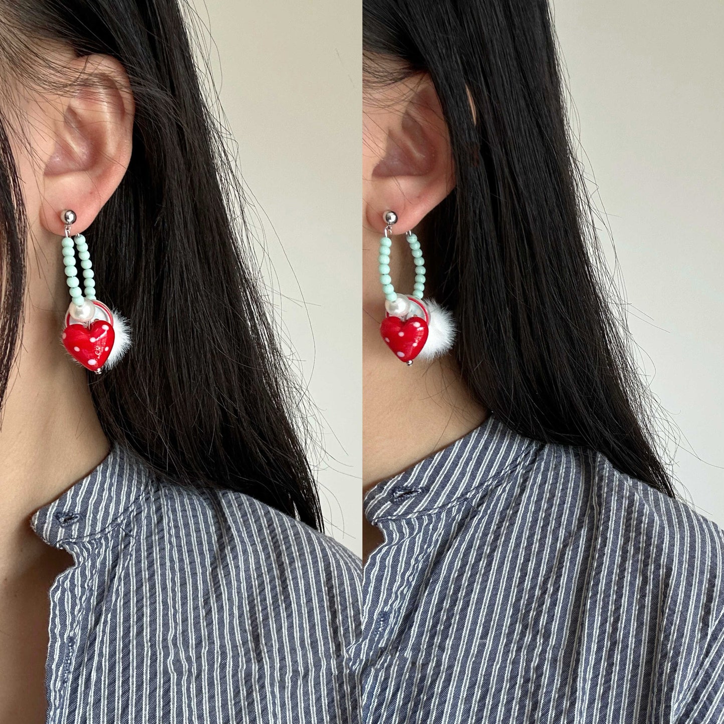 Soft Berry Heart Earrings