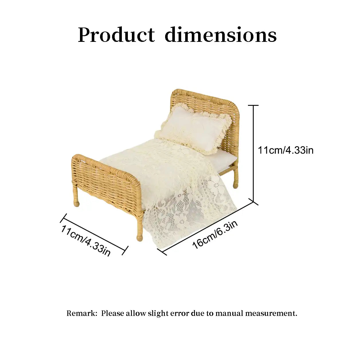 Handmade Wicker Bed Dollhouse Furniture