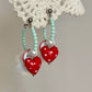 Soft Berry Heart Earrings