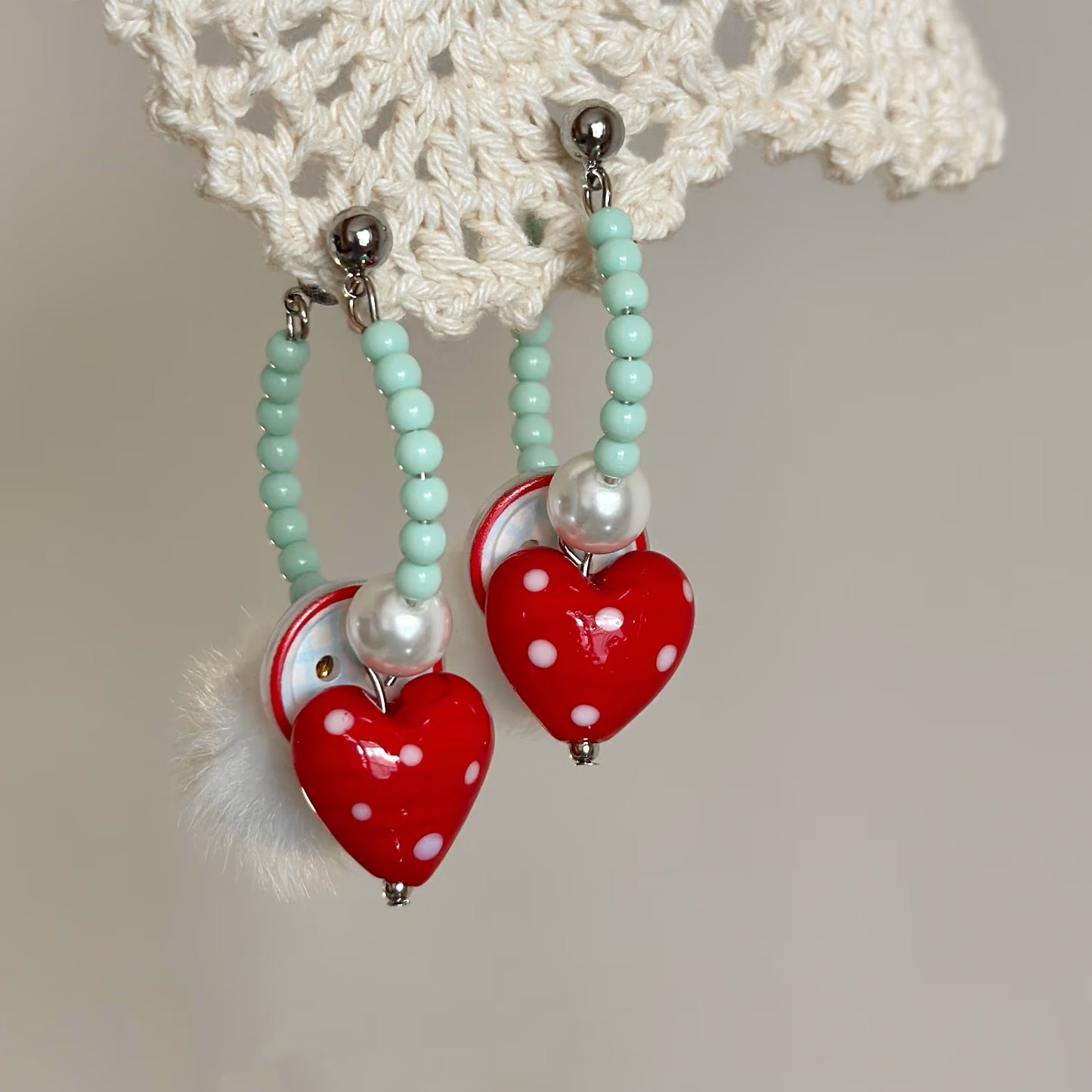 Soft Berry Heart Earrings