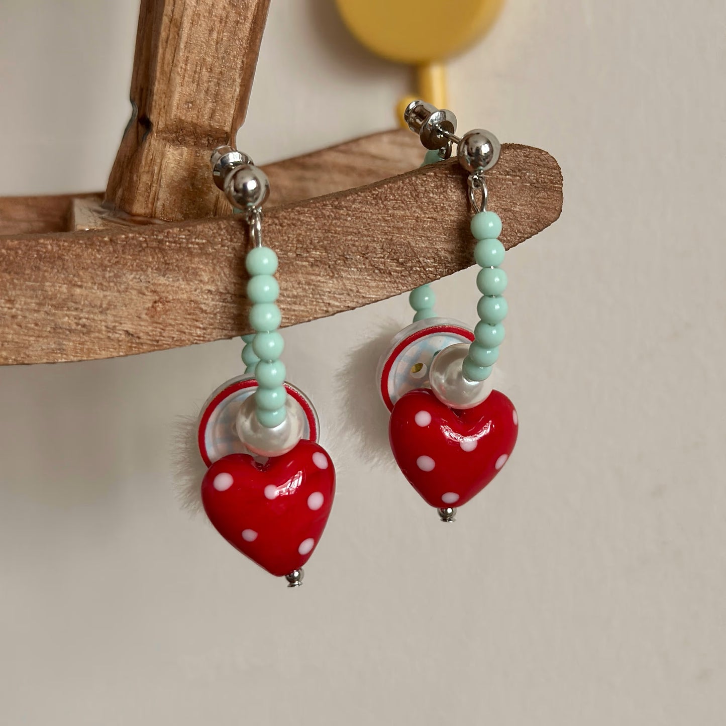Soft Berry Heart Earrings