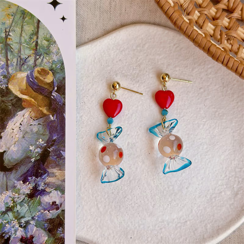 Clear Heart Candy Earrings