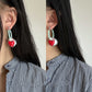 Soft Berry Heart Earrings
