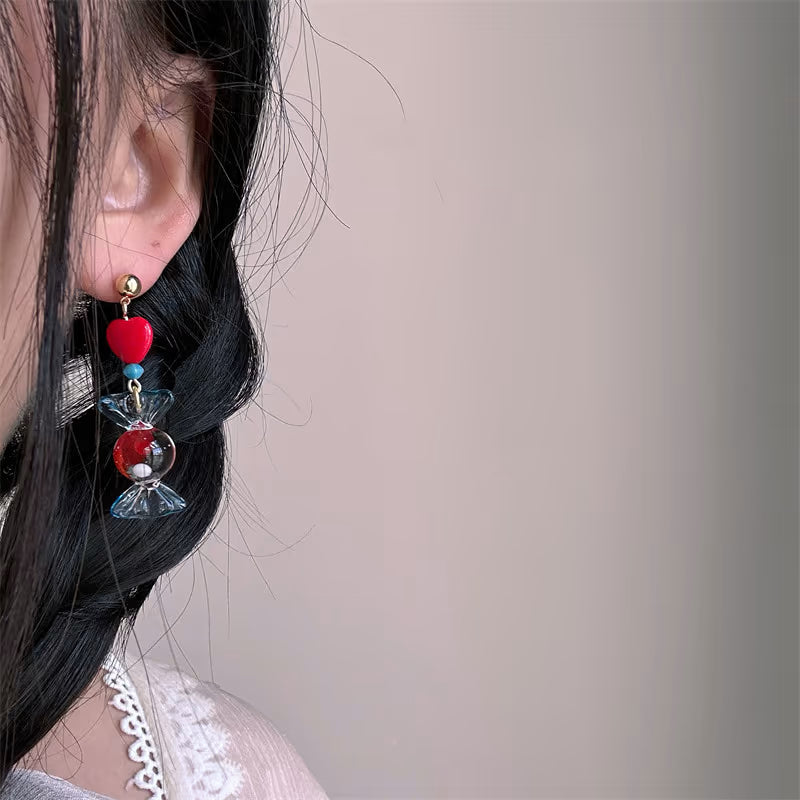 Clear Heart Candy Earrings