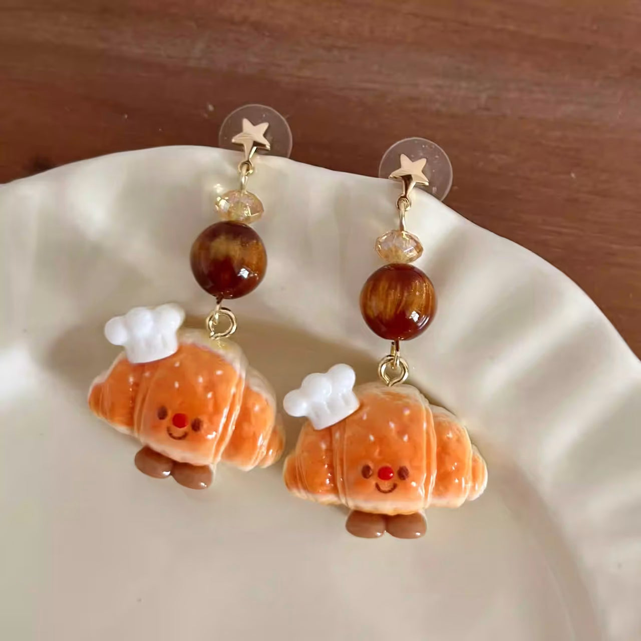 Bread baker croissant earrings