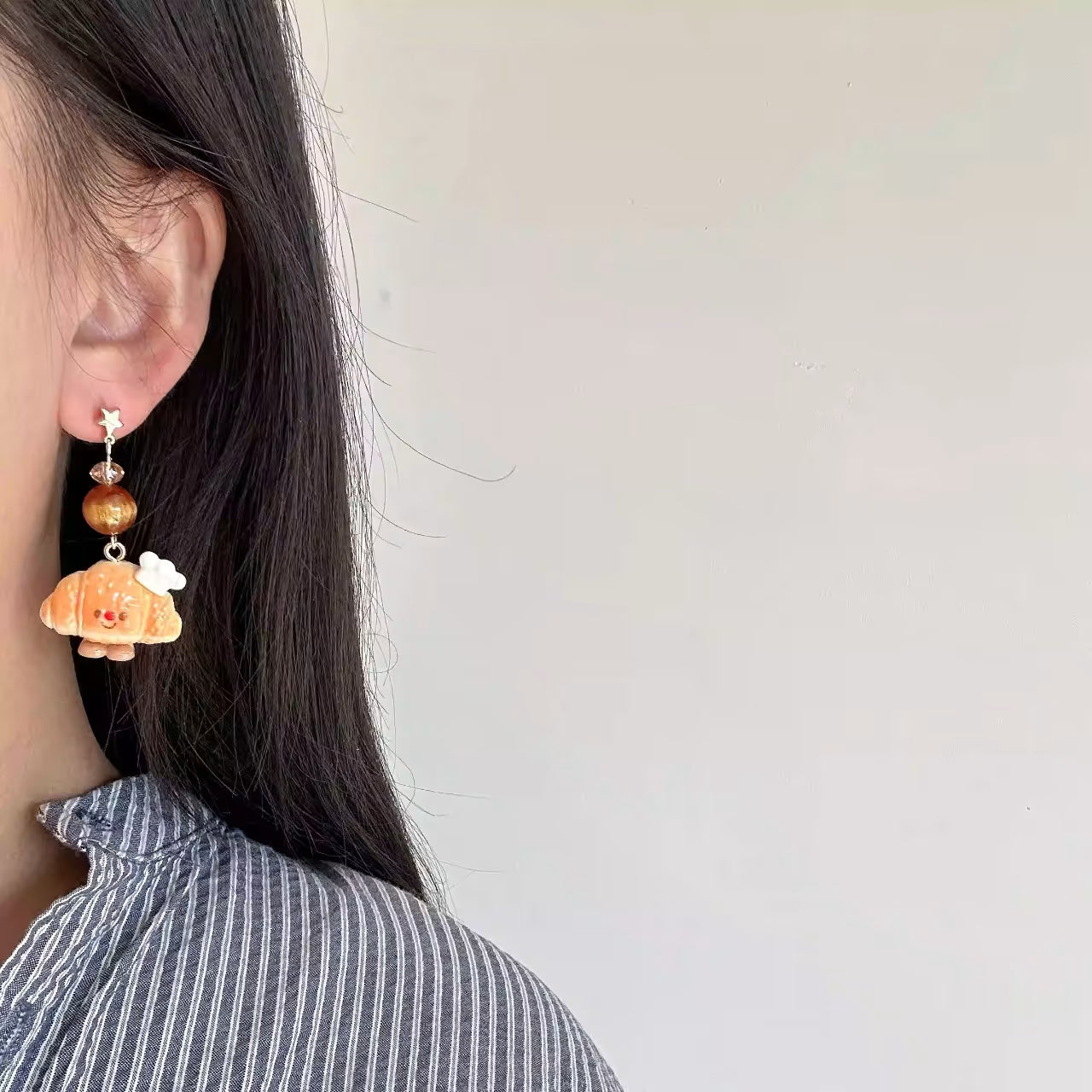 Bread baker croissant earrings