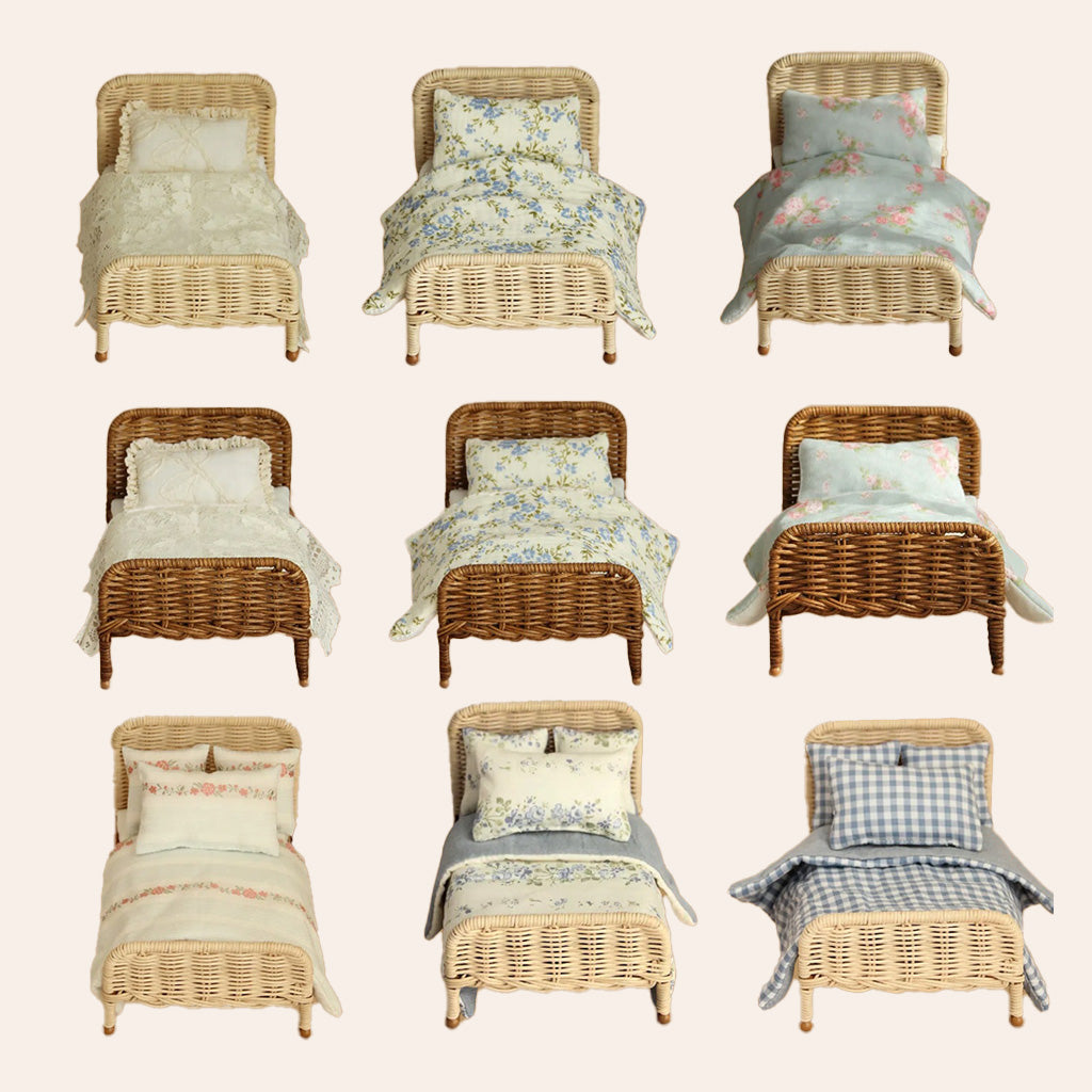 Handmade Wicker Bed Dollhouse Furniture