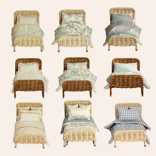 Handmade Wicker Bed Dollhouse Furniture