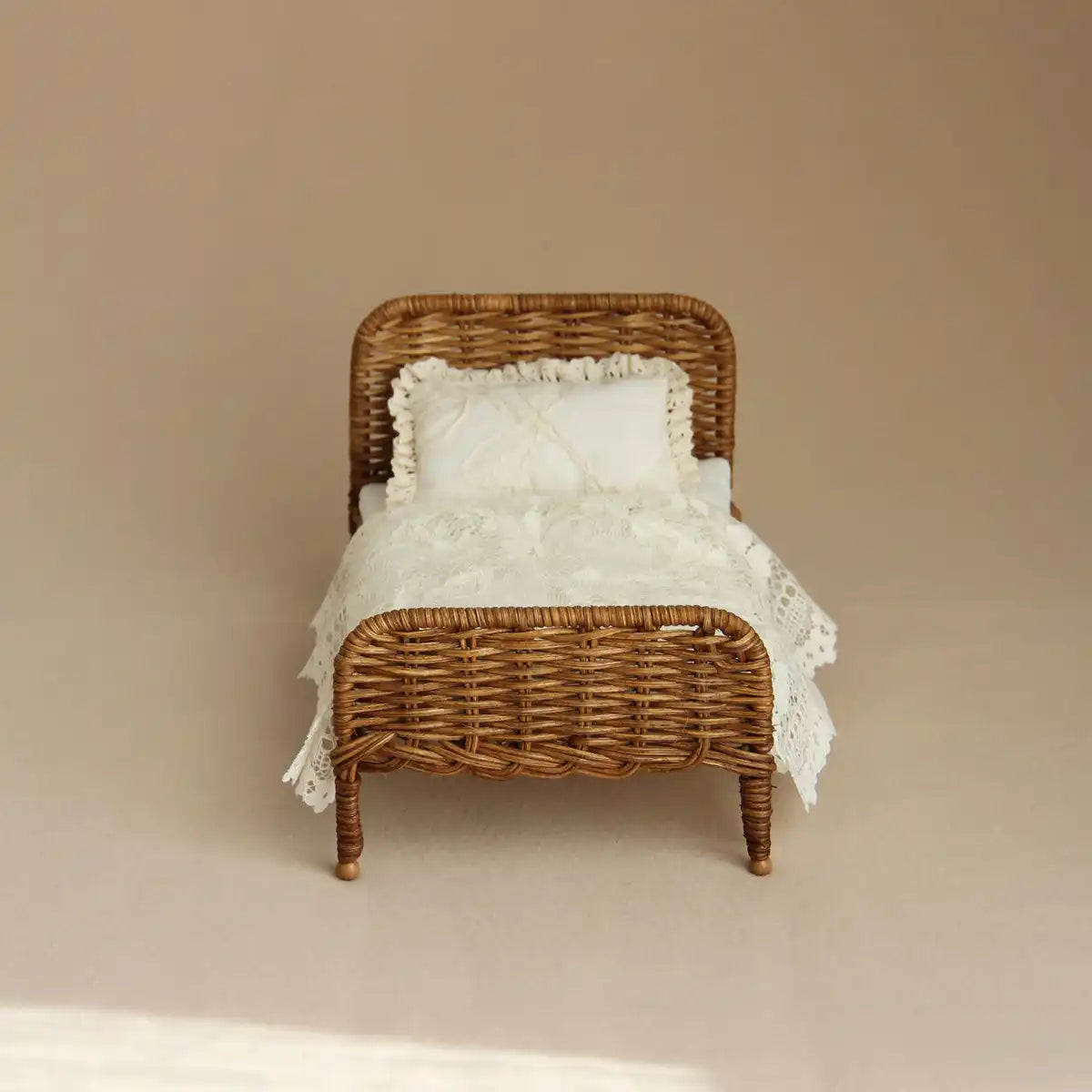 Handmade Wicker Bed Dollhouse Furniture